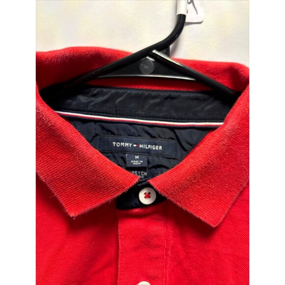 Tommy Hilfiger Mens Red/White/Blue Colorblock Polo Shirt Size M Stretch Cotton S - Picture 6 of 12